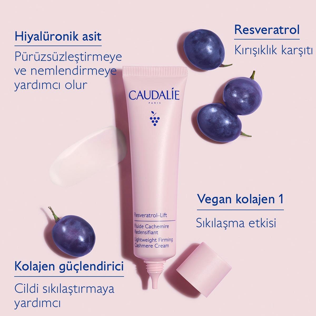 Caudalie Resveratrol Lift Sıkılaştırıcı Etkili Hafif Dokulu Kaşmir Gündüz Bakım Kremi 40 ml