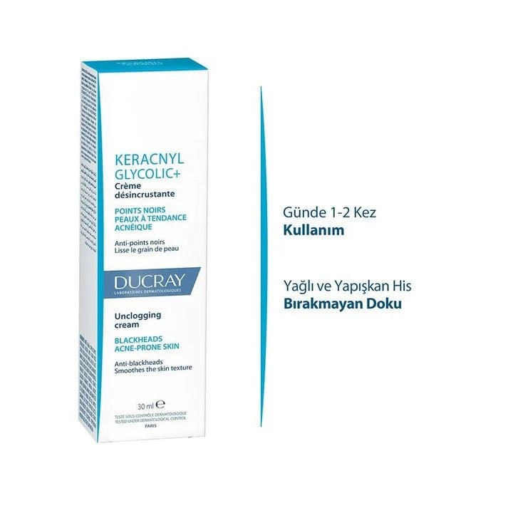 Ducray Keracnyl Glycolic+ Siyah Nokta ve Parlama Karşıtı Bakım Kremi 30ml