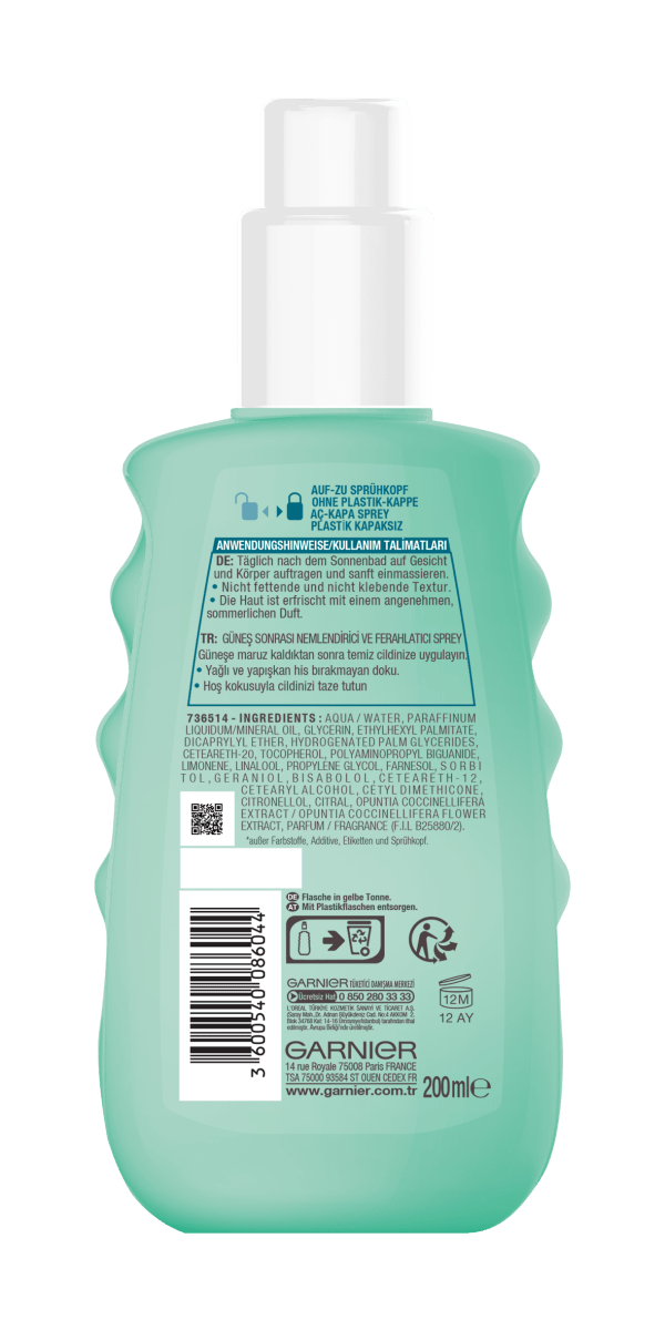 Garnier Ambre Solaire Güneş Sonrası Nemlendirici Ferahlatıcı Sprey 200 ml