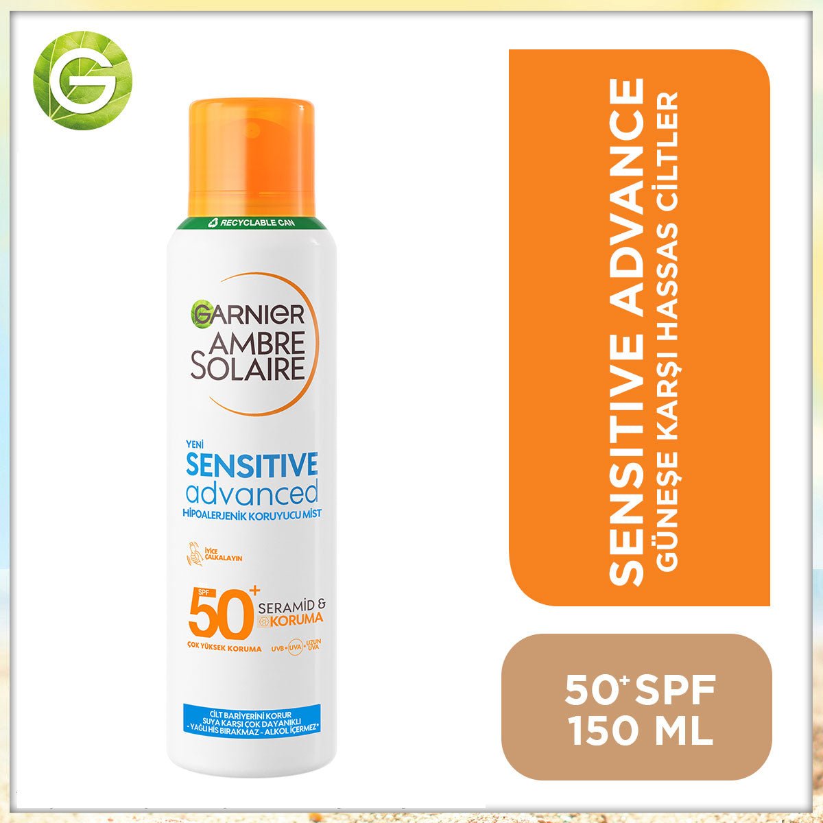 Garnier Ambre Solaire Sensitive Advanced Hipoalerjenik SPF50+Güneş Koruyucu Mist 150ml