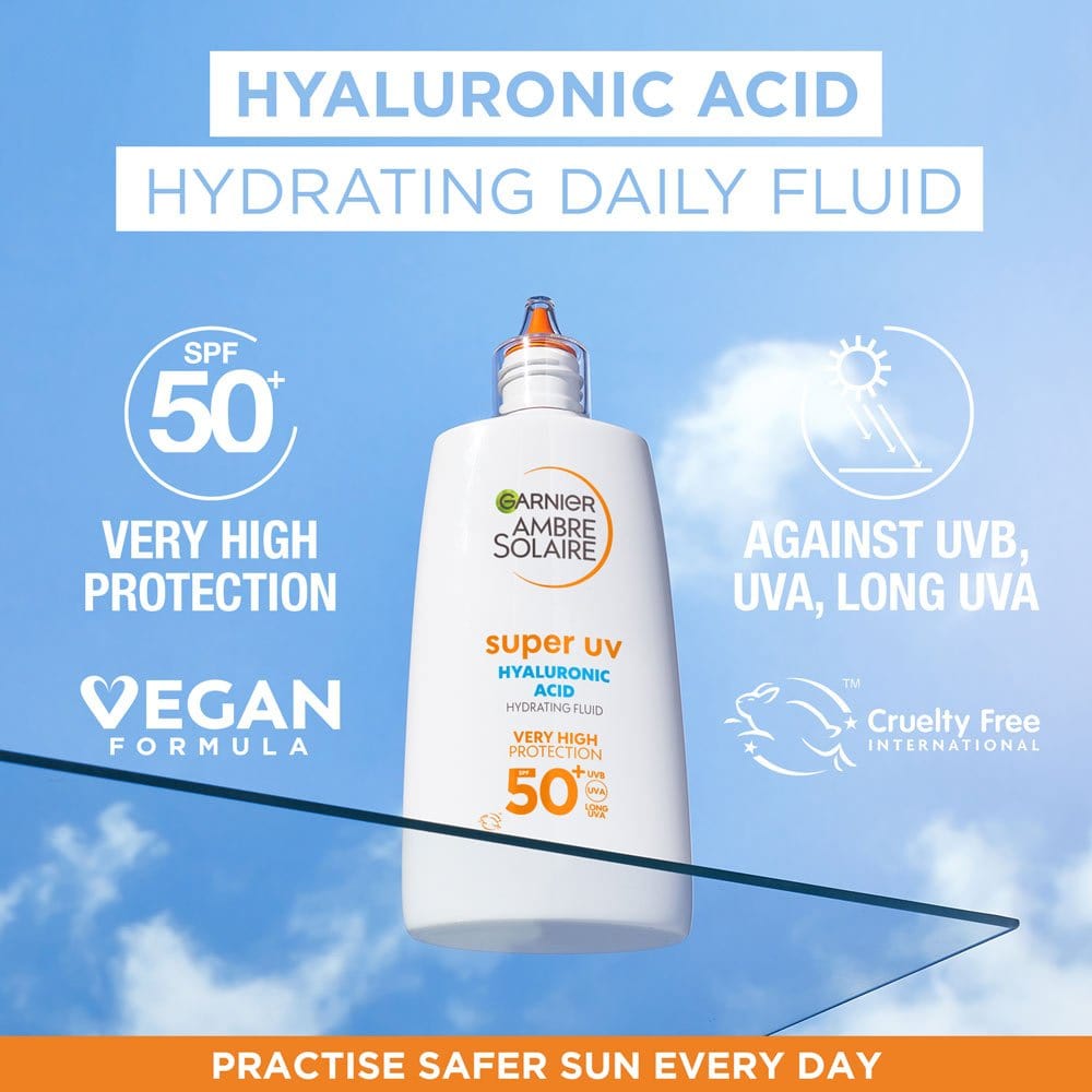 Garnier Ambre Solaire Super UV Hyaluronic Acid Anti-Dryness Face Cream Spf50 40ml 2 Pack