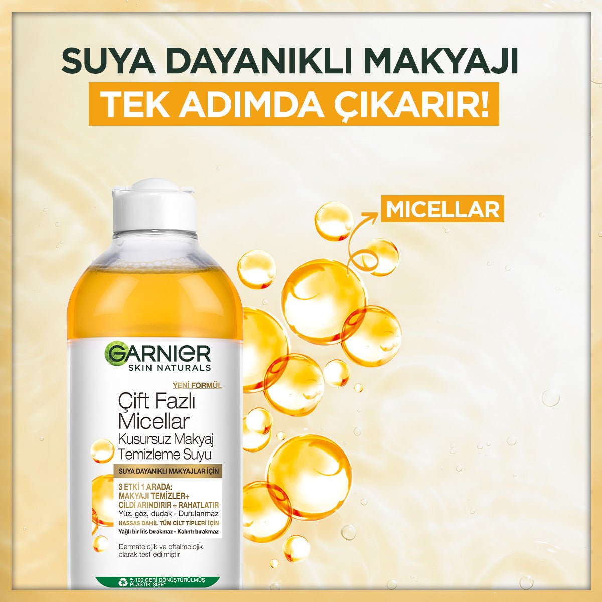 Garnier Çift Fazlı Micellar Kusursuz Makyaj Temizleme Suyu 400ML