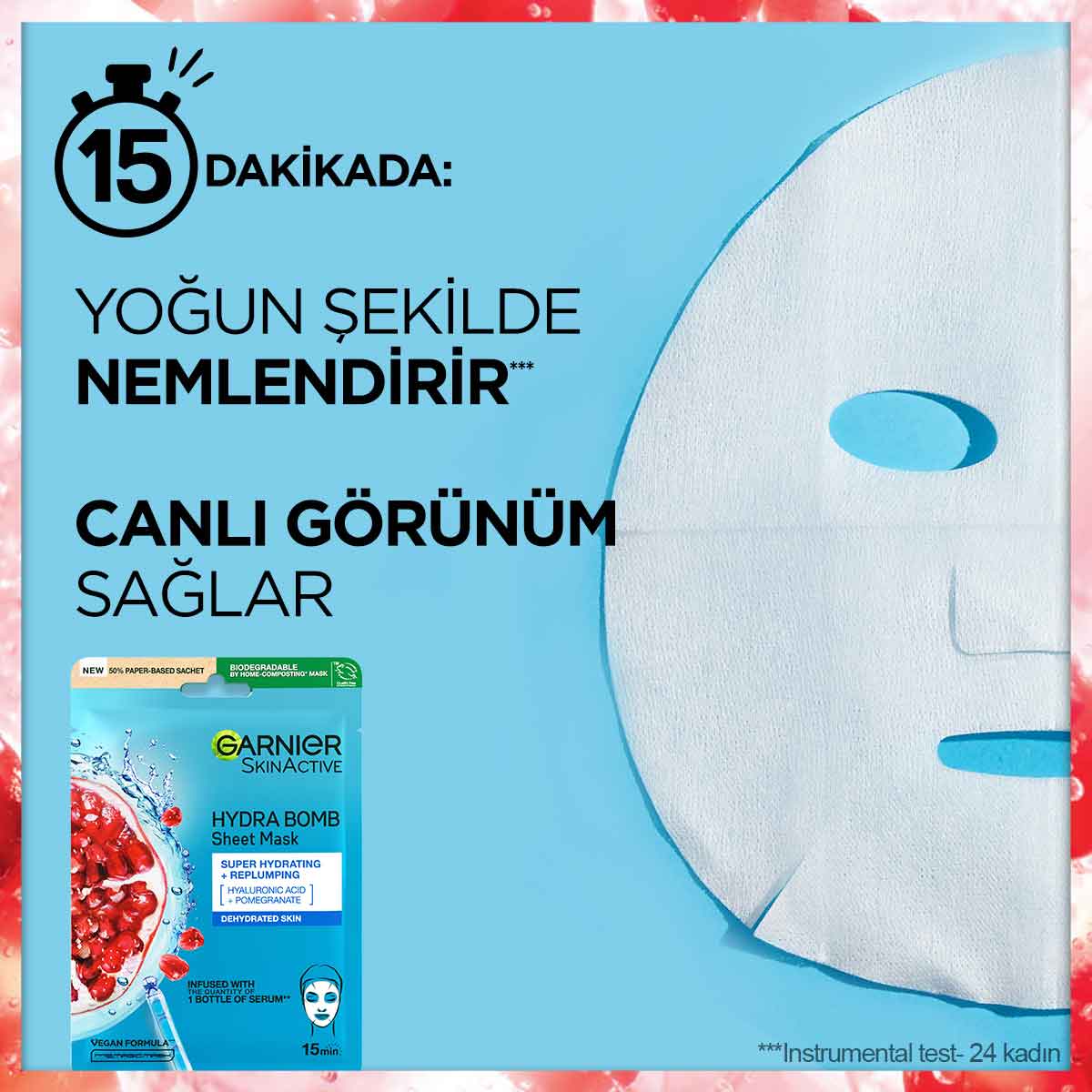 Garnier Nem Bombası Canlandırıcı Kağıt Yüz Maskesi