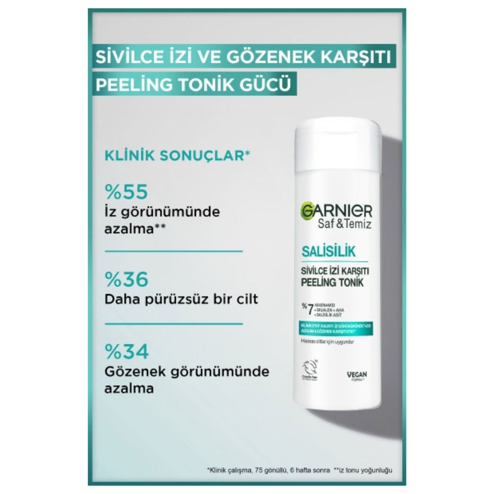 Garnier Saf&Temiz Salisilik Sivilce İzi Karşıtı Gözenek Sıkılaştırıcı Peeling Tonik 120 ml