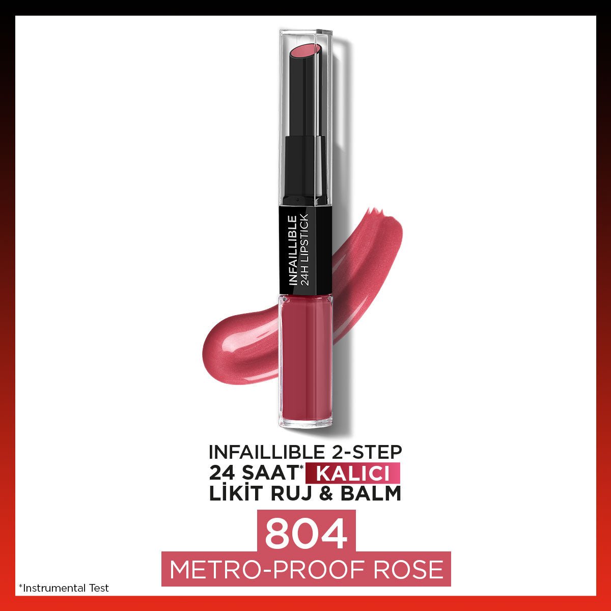 Loreal Paris Infaillible 2-Step 24 Saat Kalıcı Likit Ruj & Balm - 804 Metro-Proof Rose