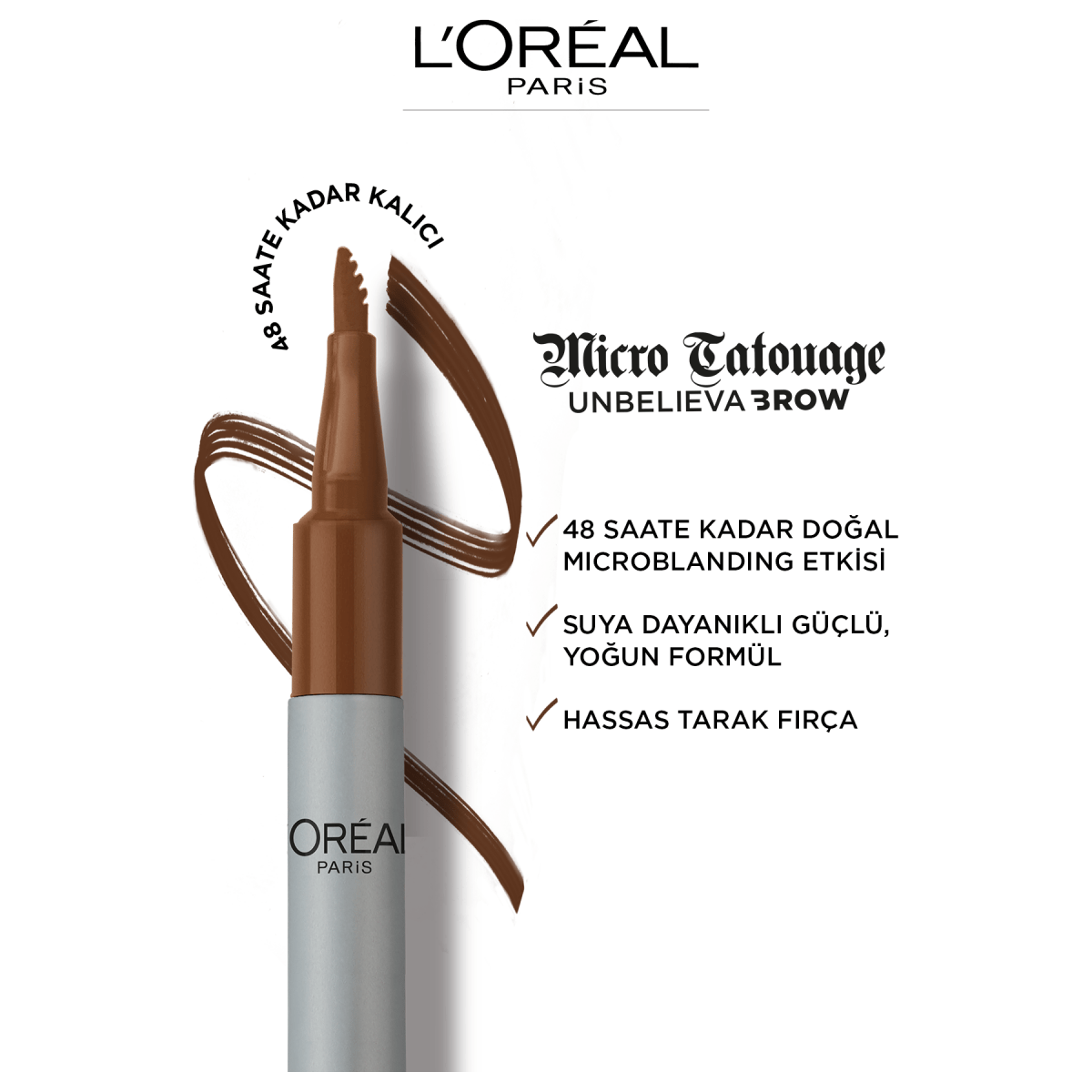 Loreal Paris Unbelieva Brow Micro Tatouage Kaş Kalemi - 108 Dark Brunette