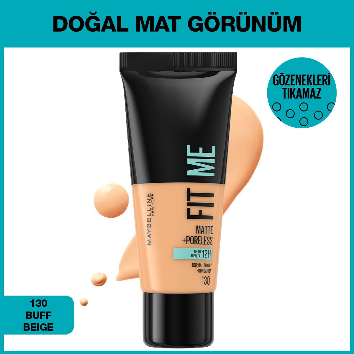 Maybelline New York Fit Me Matte+Poreless Fondöten - 130 Buff Beige
