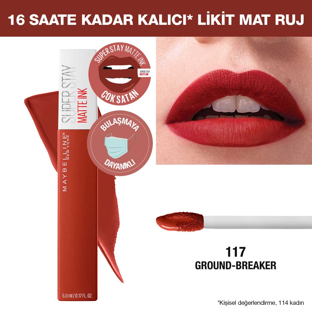 Maybelline New York Super Stay Matte Ink City Likit Mat Ruj - 117 Ground-Breaker - Kahverengi