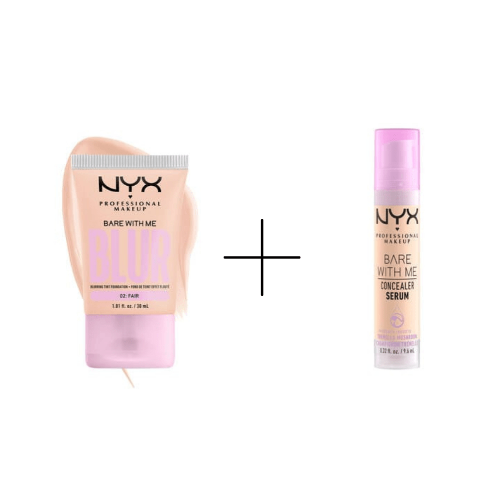 NYX Professional Makeup Blur Tint Skin Filter Foundation - 02 Fair + NYX Professional Makeup Bare With Me Concealer Serum - 01 Fair