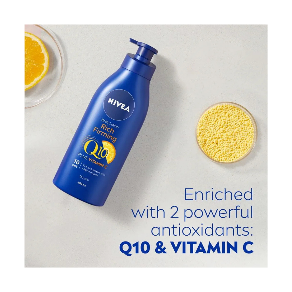 Nivea Q10 + Vitamin C Firming Body Lotion for Dry Skin 400ml / 13.5 fl oz - 2 Pack