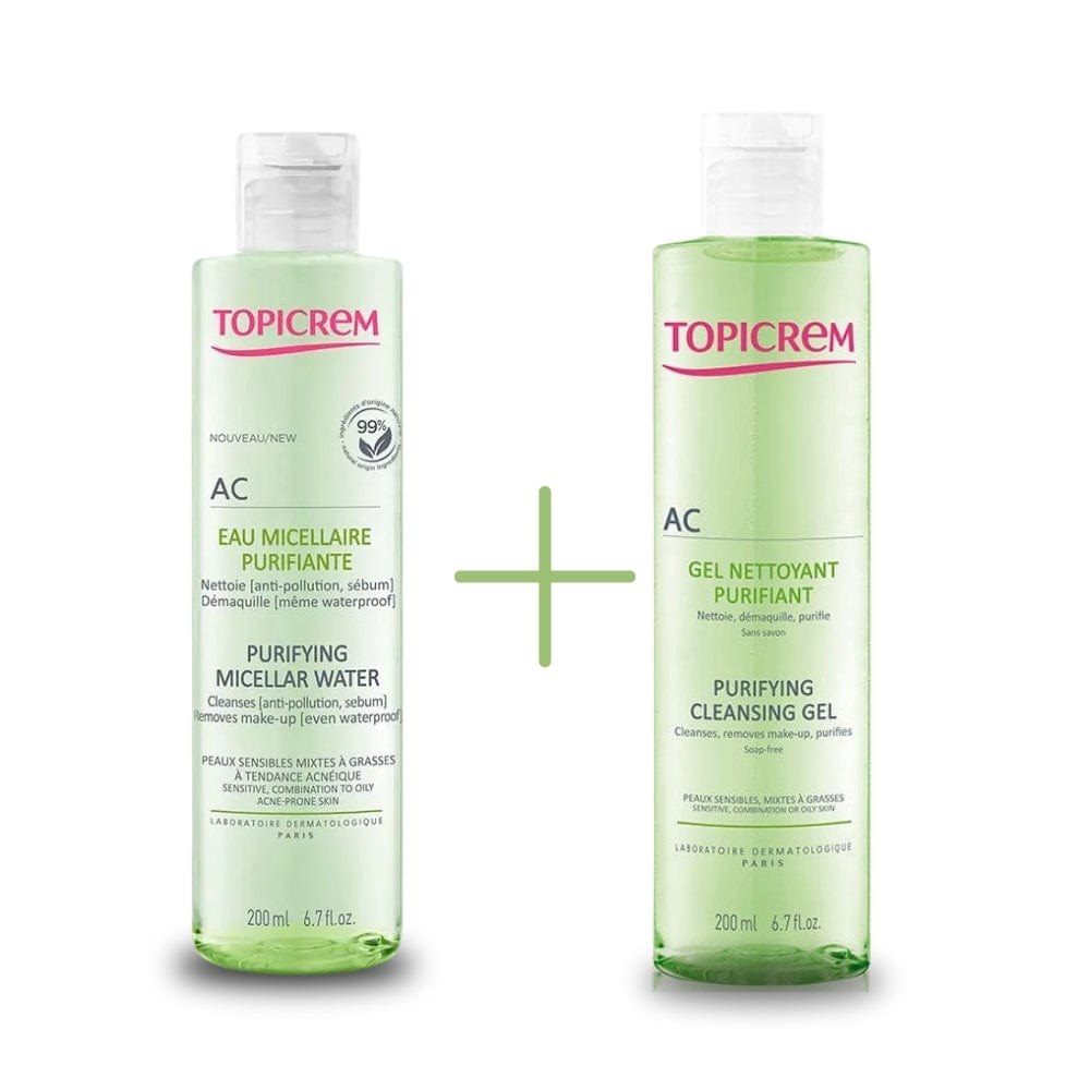 Topicrem AC Purifying Micellar Water 200 ml & AC Cleansing Gel 200 ml