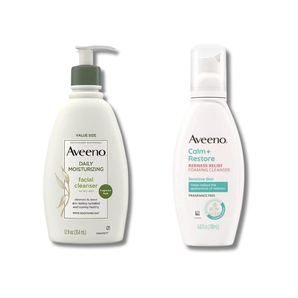 Aveeno Daily Moisturizing Unscented Facial Cleanser 354 ml &amp;  Anti-Redness Face Wash Foam 180ml