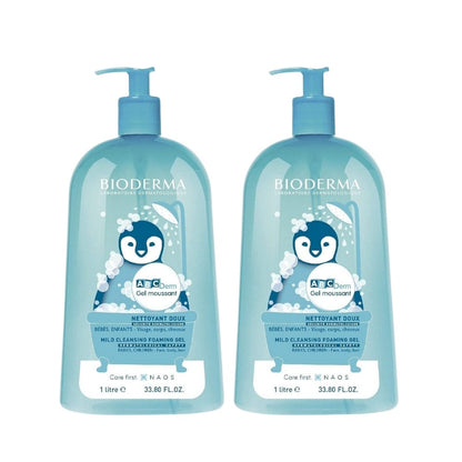 Bioderma Abcderm Foaming Baby &amp; Child Hair and Body Cleansing Gel 1 L -2 Pack
