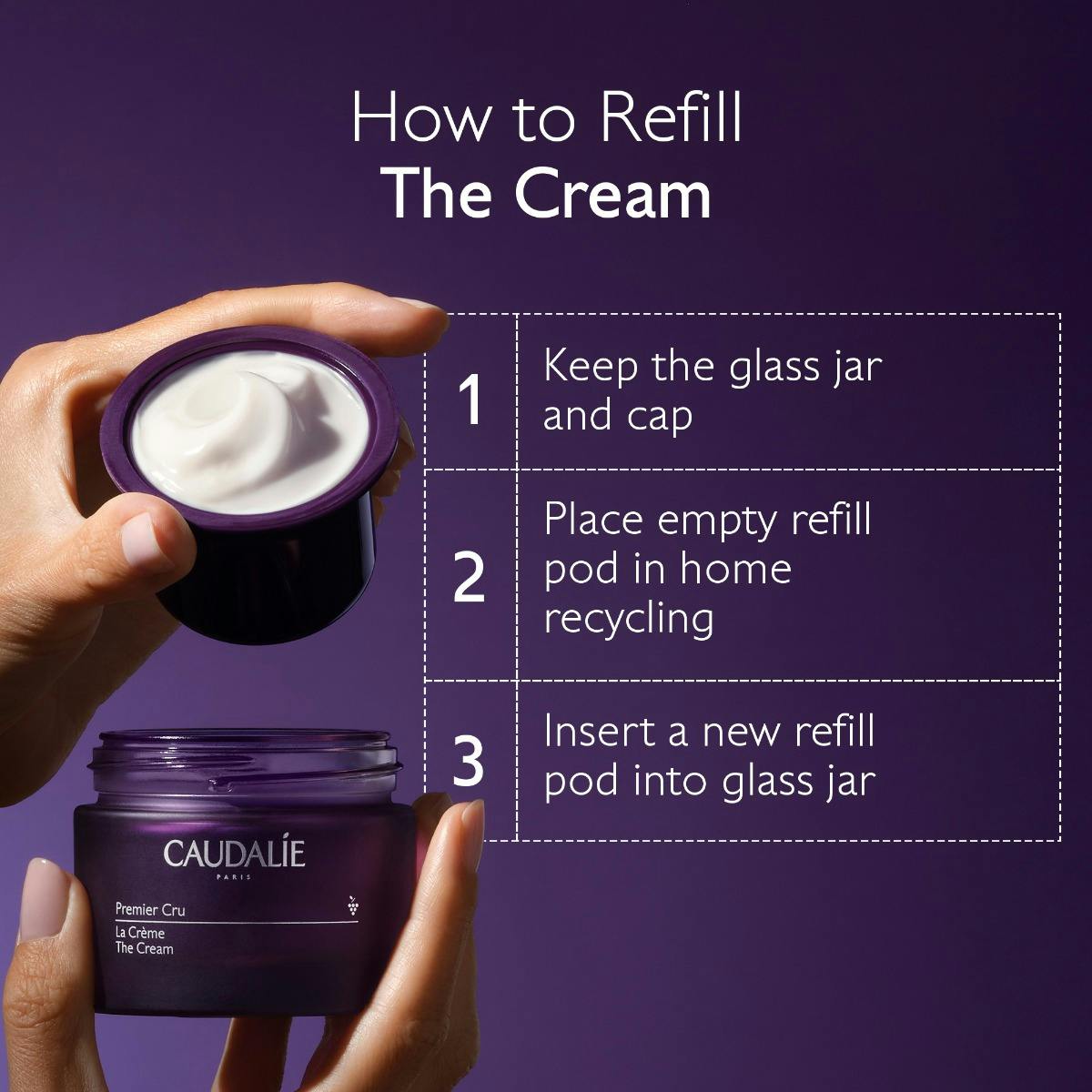 Caudalie Premier Cru Anti-Aging Cream Moisturizer 50 ml Refill-NEW
