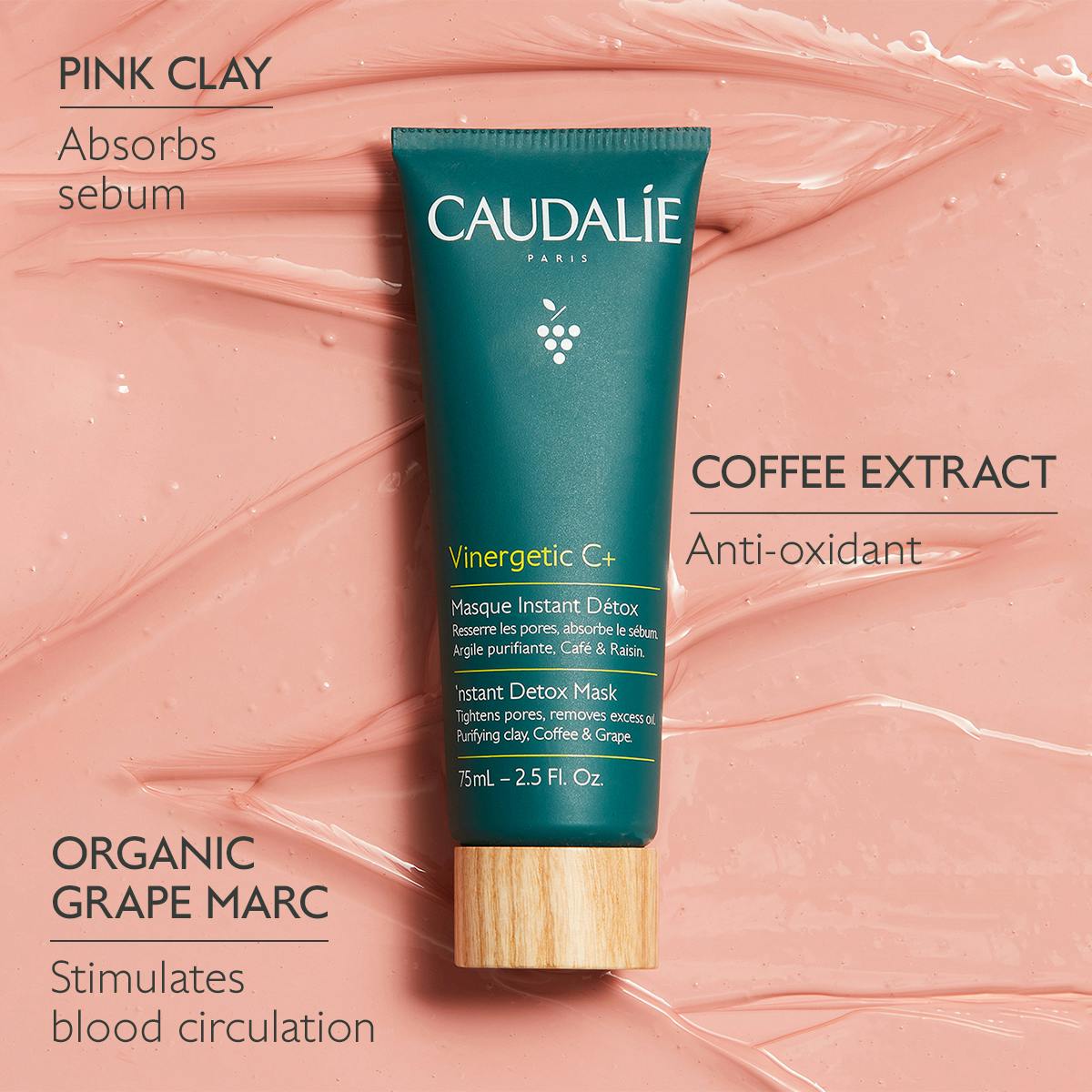 Caudalie Vinergetic C Instant Detox Mask 75 ml -2 Pack