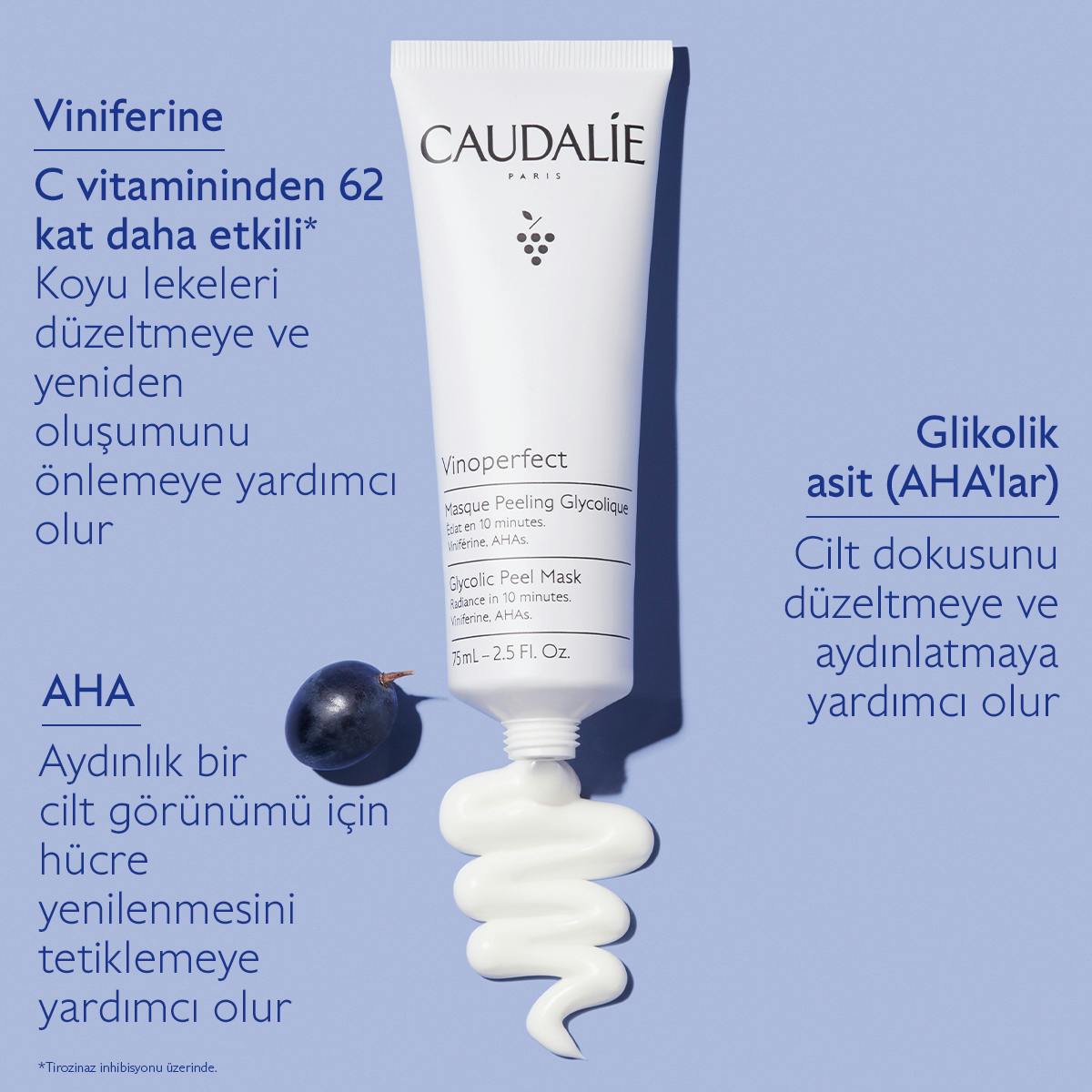 Caudalie Vinoperfect Leke Karşıtı ve Işıltı Verici Glikolik Maske 75 ml