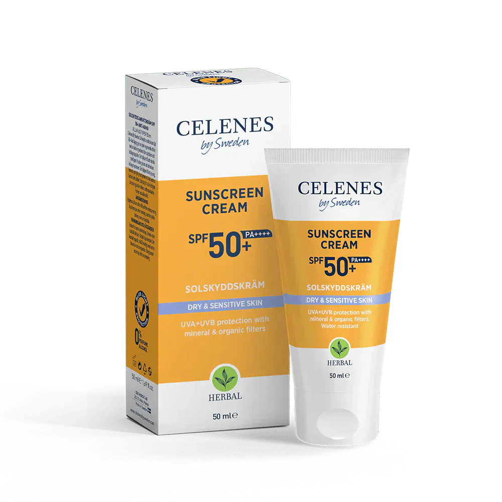 Celenes by Sweden Herbal Sunscreen Face Cream Spf 50 Dry / Sensitive 50 ml / 1.7 fl oz -3 Pack