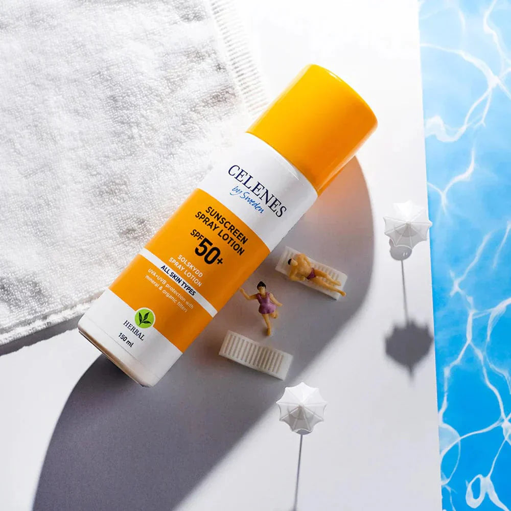 Celenes by Sweden Herbal Sunscreen Spray Lotion 50 Spf  150 ml / 5 fl oz -3 Pack
