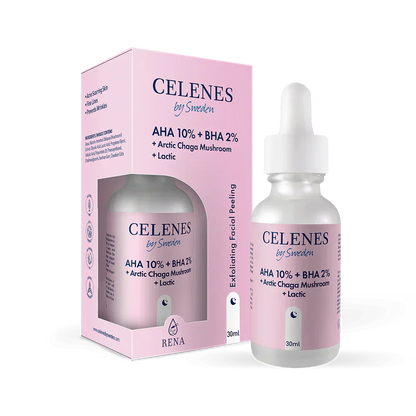 Celenes by Sweden Rena AHA 10% + BHA 2% + Arctic Chaga Mushroom + Lactic 30 ml-2 Pack