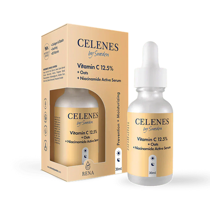 Celenes by Sweden Rena Vitamin C 12.5% + Oats + Niacinamide Active Serum 30 ml -3 Pack