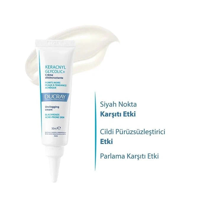 Ducray Keracnyl Glycolic+ Siyah Nokta ve Parlama Karşıtı Bakım Kremi 30ml