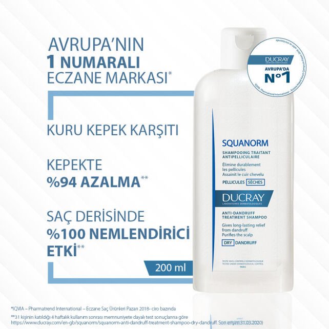 Ducray Squanorm Kuru-Kepek Önleyici Şampuan 200 ml