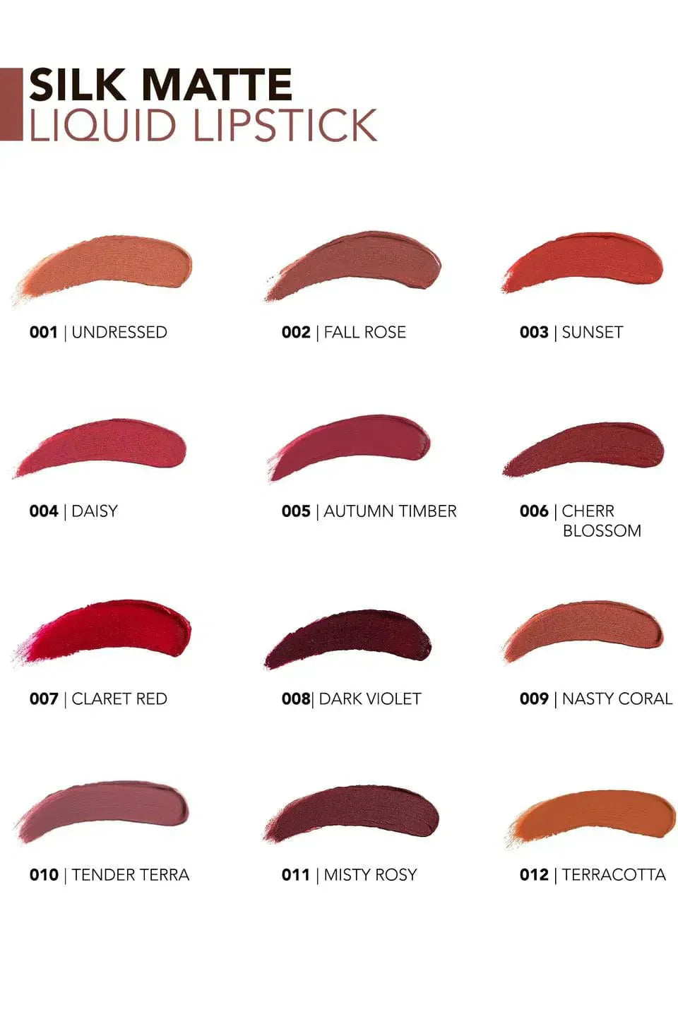 Flormar Silk Matte Highly Pigmented &amp; Moisturizing Liquid Lipstick with Matte Finish 4.5ml - 012 Terracotta
