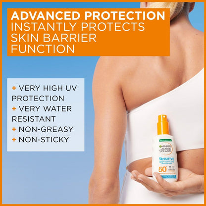 Garnier Ambre Solaire SPF 50+ Sensitive Advanced Sun Spray  150 ml / 5 fl oz 2 Pack