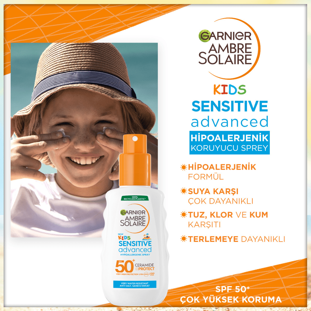Garnier Ambre Solaire Sensitive Advanced Çocuk Hipoalerjenik Güneş Koruyucu Sprey SPF50+ 150ML