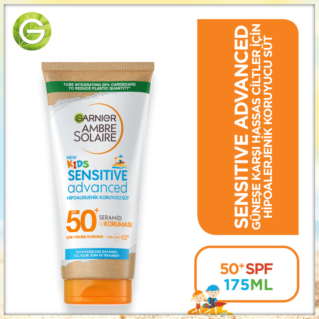 Garnier Ambre Solaire Sensitive Advanced Çocuk Hipoalerjenik Güneş Koruyucu Süt SPF50+ 175ML