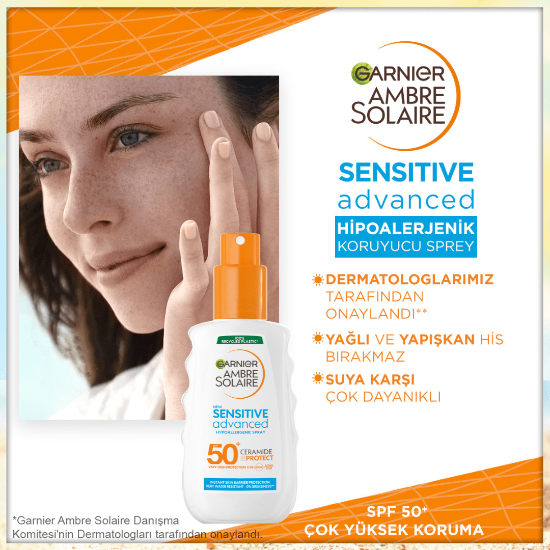 Garnier Ambre Solaire Sensitive Advanced Hipoalerjenik Güneş Koruyucu Sprey SPF50+ 150ML