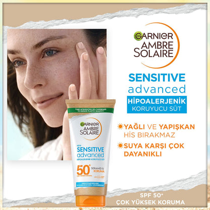 Garnier Ambre Solaire Sensitive Advanced Hipoalerjenik Güneş Koruyucu Süt SPF50+ 175 ml