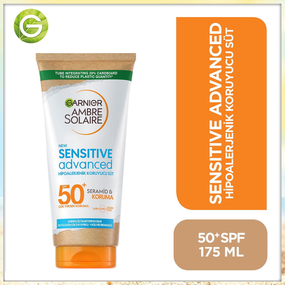 Garnier Ambre Solaire Sensitive Advanced Hipoalerjenik Güneş Koruyucu Süt SPF50+ 175 ml