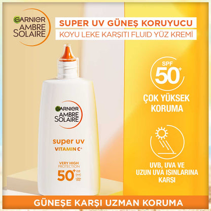 Garnier Ambre Solaire Super UV C Vitamini Koyu Leke Karşıtı Fluid Yüz Güneş Kremi SPF50+ 40ML