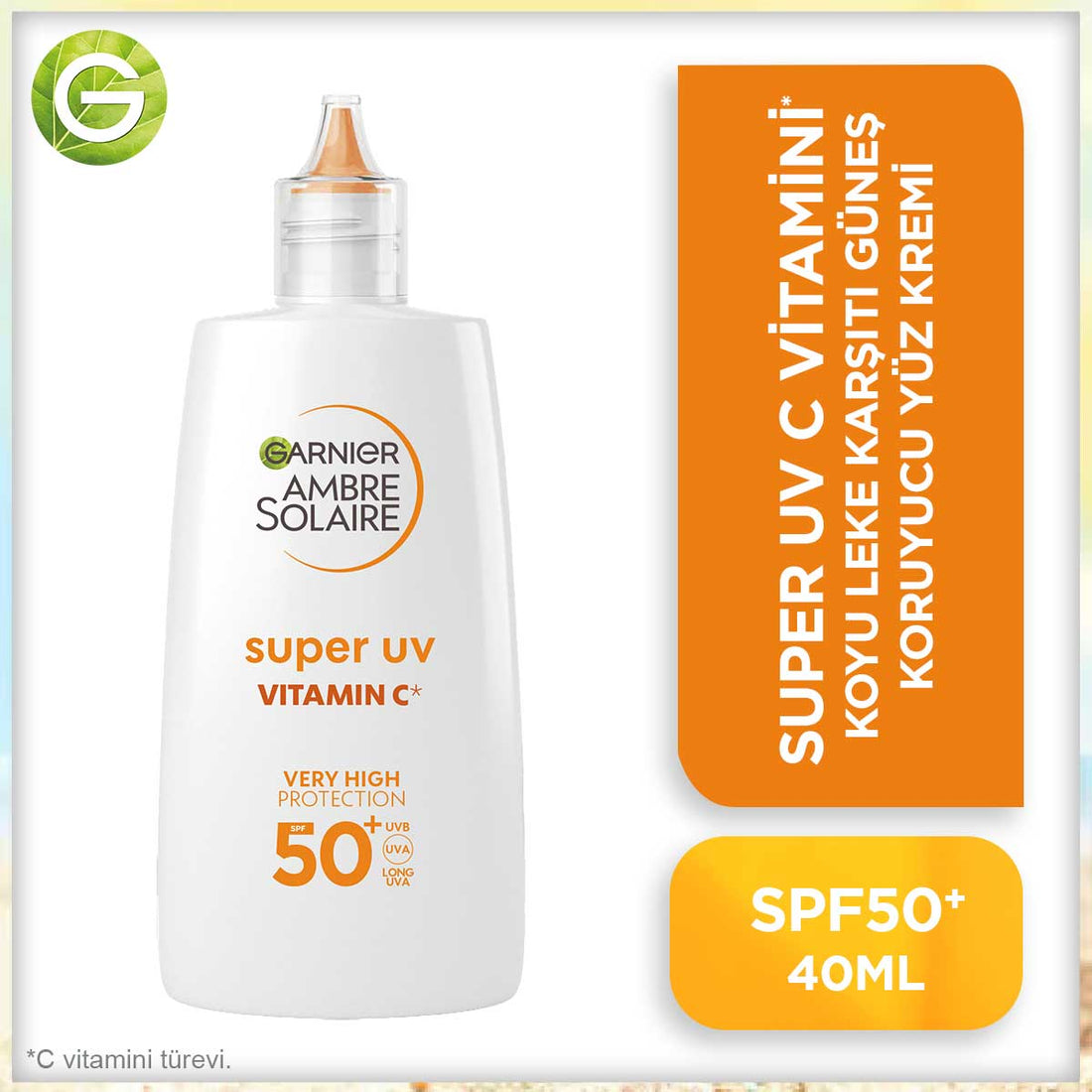 Garnier Ambre Solaire Super UV C Vitamini Koyu Leke Karşıtı Fluid Yüz Güneş Kremi SPF50+ 40ML