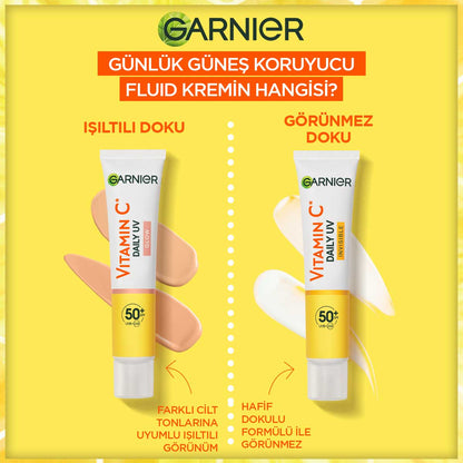 Garnier C Vitamini Parlak Günlük UV Korumalı Güneş Yüz Kremi Görünmez Doku SPF50+ 40ml