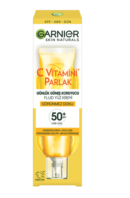 Garnier C Vitamini Parlak Günlük UV Korumalı Güneş Yüz Kremi Görünmez Doku SPF50+ 40ml
