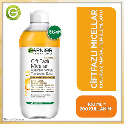 Garnier Çift Fazlı Micellar Kusursuz Makyaj Temizleme Suyu 400ML