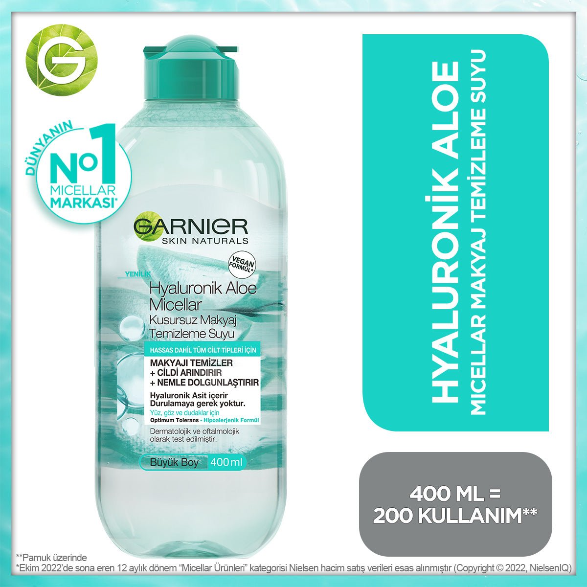 Garnier Hyaluronik Aloe Micellar Kusursuz Makyaj Temizleme Suyu 400 ml