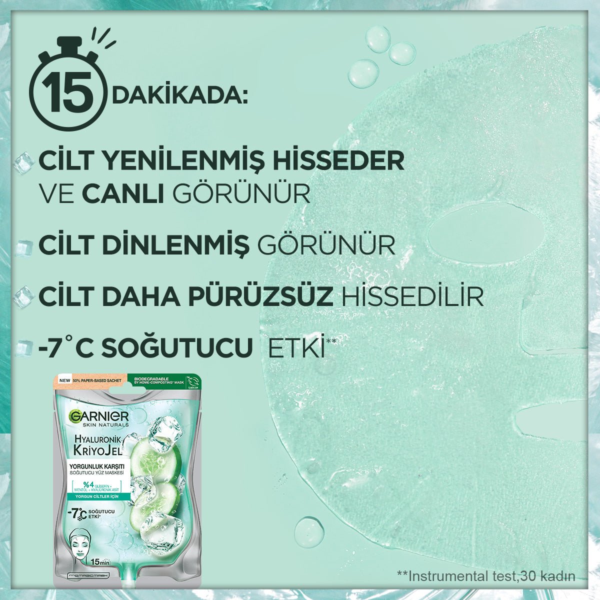 Garnier Hyaluronik Kriyojel Yorgunluk Karşıtı Soğutucu Yüz Maskesi