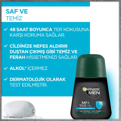 Garnier Men Saf ve Temiz Roll-on Deodorant
