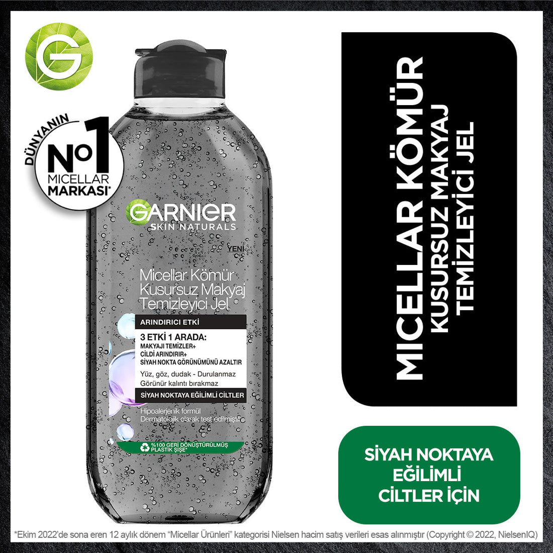 Garnier Micellar Kömür Kusursuz Makyaj Temizleyici Jel 400 ml