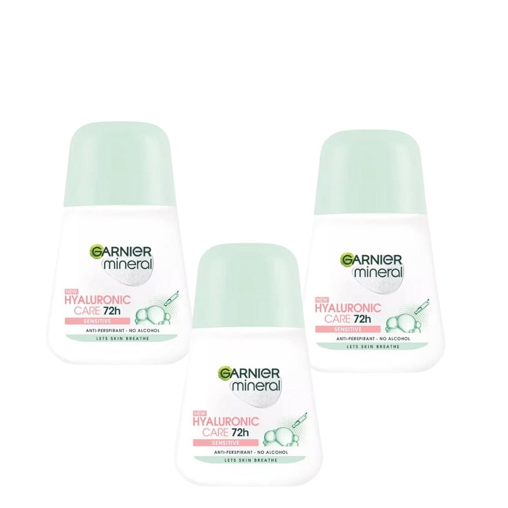Garnier Mineral Hyaluronic Sensitive Roll-on Antiperspirant Deodorant 50 ml / 1.7 fl oz 3 Pack