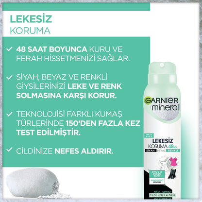 Garnier Mineral Lekesiz Koruma Ferah Koku Spray Deodorant