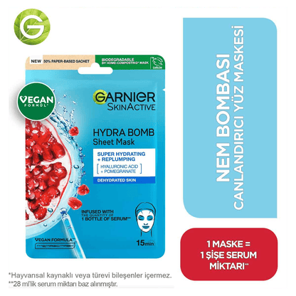 Garnier Nem Bombası Canlandırıcı Kağıt Yüz Maskesi