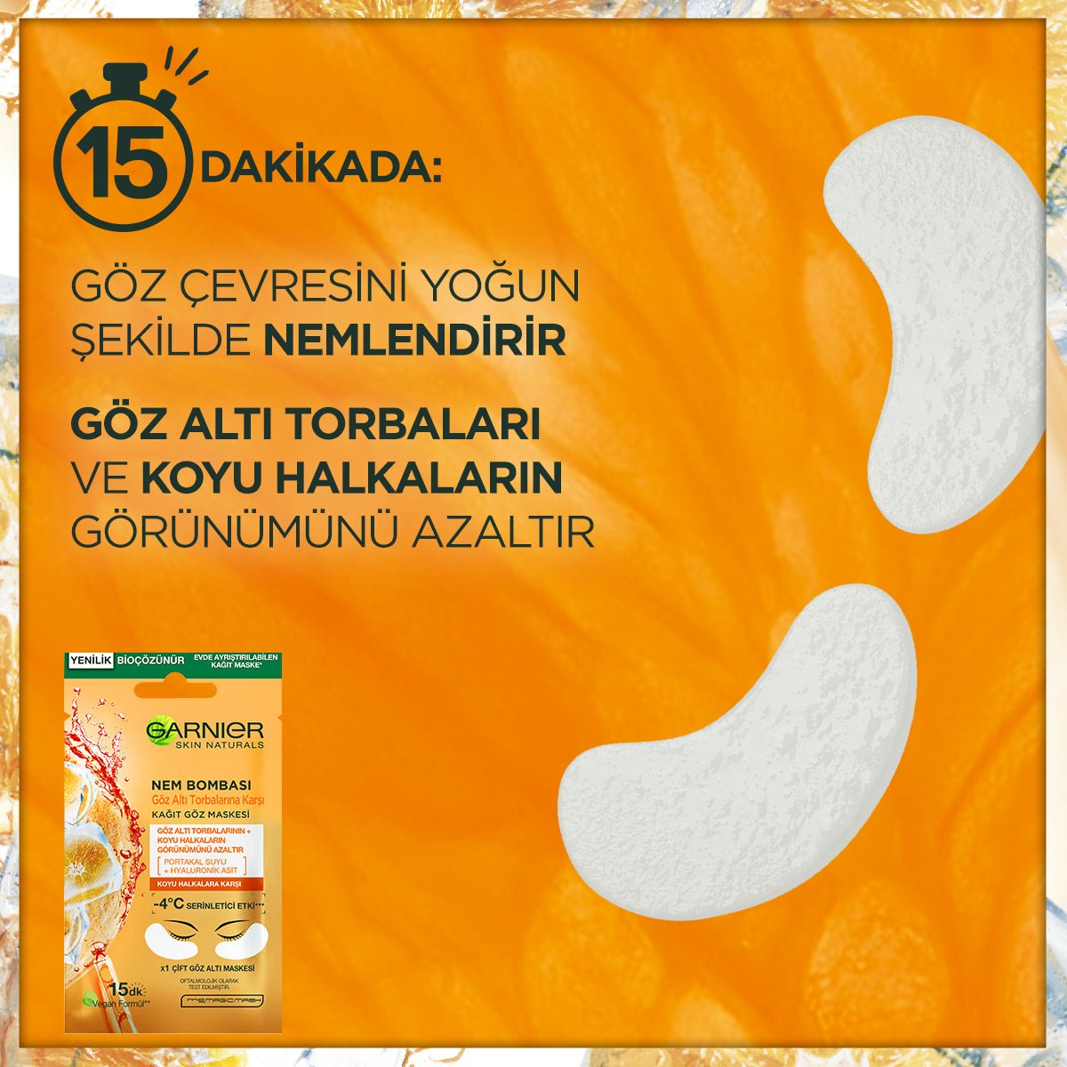 Garnier Nem Bombası Göz Altı Torbalarına Karşı Kağıt Göz Maskesi