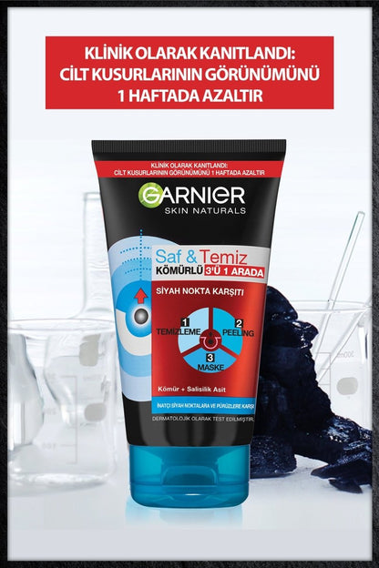 Garnier Saf &amp; Temiz Siyah Nokta Karşıtı Kömürlü 3&