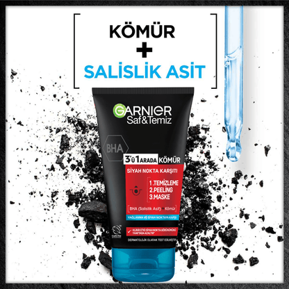Garnier Saf &amp; Temiz Siyah Nokta Karşıtı Kömürlü 3&