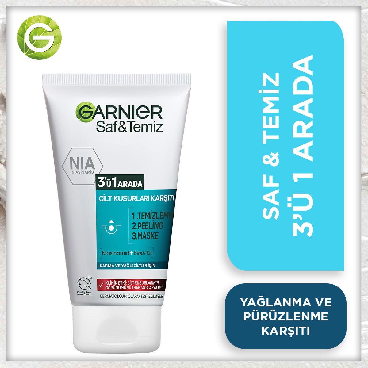 Garnier Saf &amp; Temiz Yağlanma ve Pürüzlere Karşı 3&