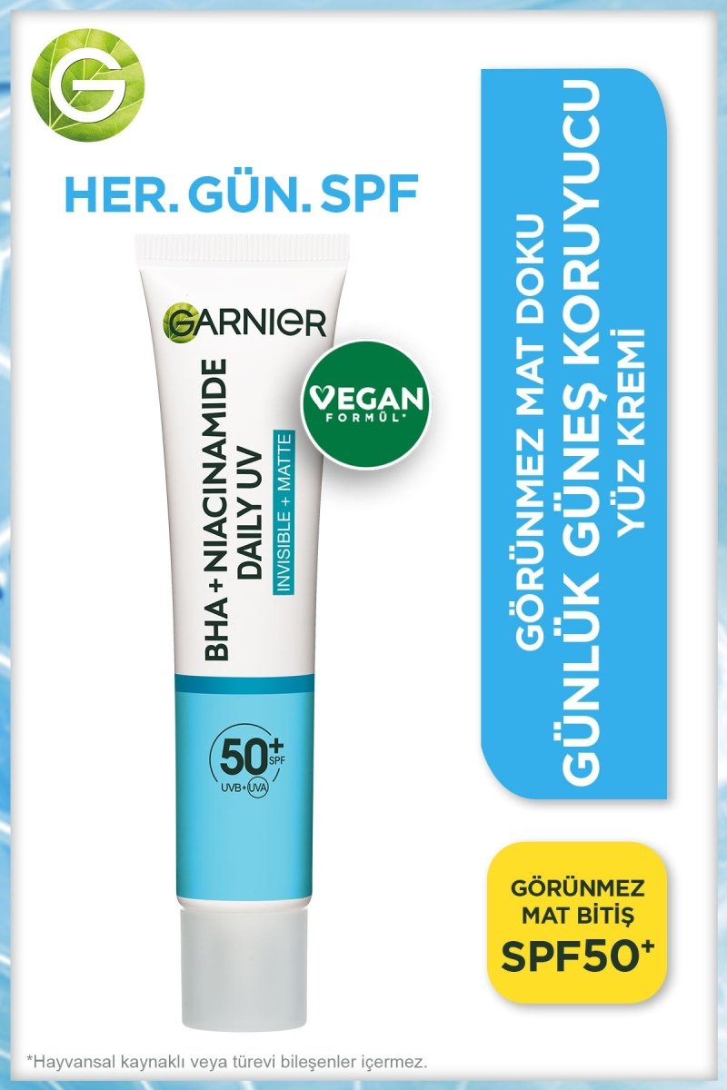 Garnier Saf ve Temiz BHA Niasinamid Günlük Güneş Koruyucu Fluid Yüz Kremi SPF50+ 40ml